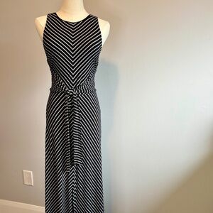 White House Black Market Black and White Striped Maxi Dress